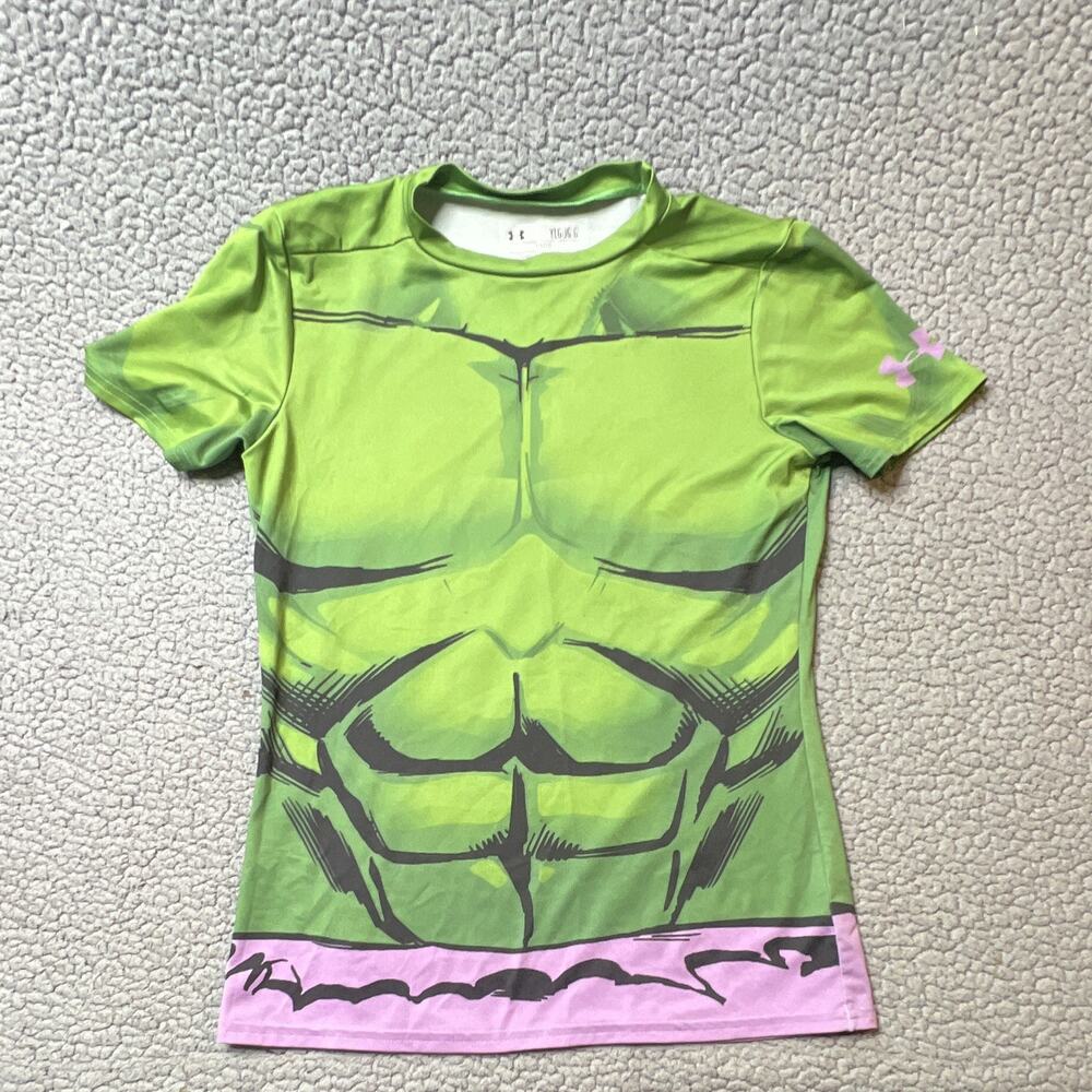 Under Armour X Marvel Short Sleeve T Shirt Boys Size Youth Large Green
